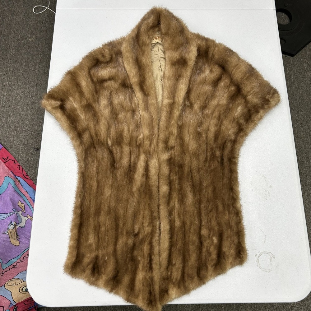 Tolchinsky's Furs Mink Stole Women One Size Brown Vintage Shawl Wrap A5